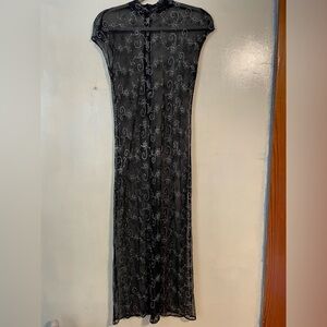 Y2K unbranded sheer dress S/M mesh overlay button back witchy whimsigoth fairy